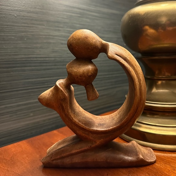 Lovers Wooden Sculpture - Picture 3 of 4